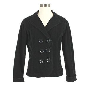 Corduroy Jacket Double Breasted Oversized Buttons Notched Lapel Black Size Large